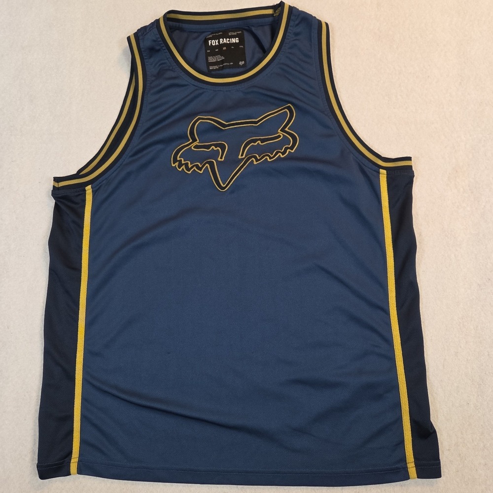 Fox Racing Fox Head Basketball Tank Top Mens Large Navy Blue BMX Motorcross